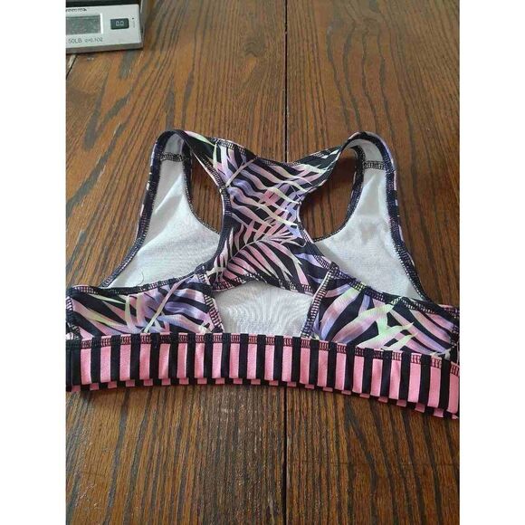 Girls Large 10/12 Avia Sports Bra Racerback Purple Pink Black Green Tropical - Picture 3 of 3